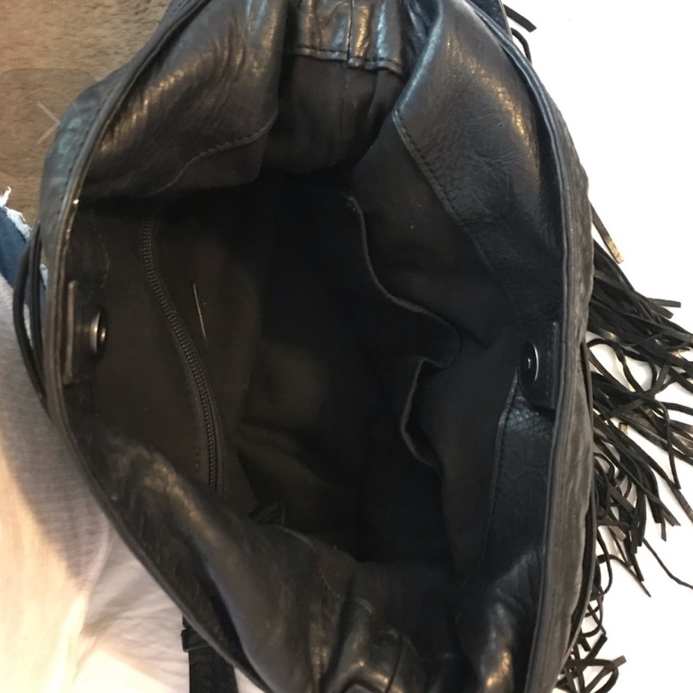 FRYE Black Fringe Leather Hobo Bag - Picture 5 of 16